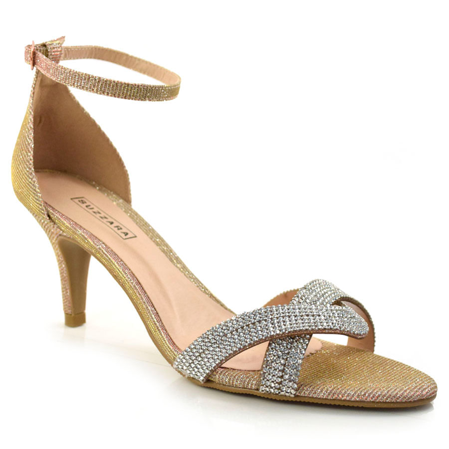 Sandália Feminina de Festa e Salto Baixo Suzzara Amarelo 270066