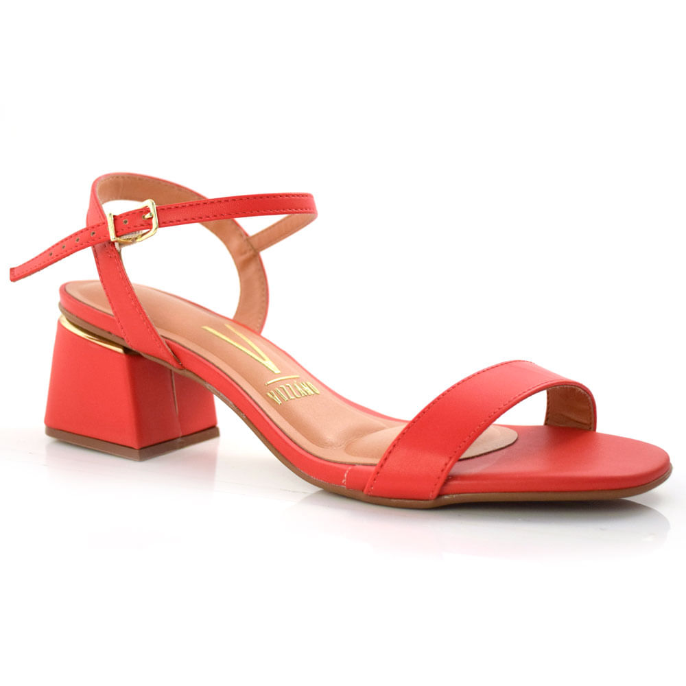 Sandália de Salto Bloco Vizzano Vermelho 6428101-7286