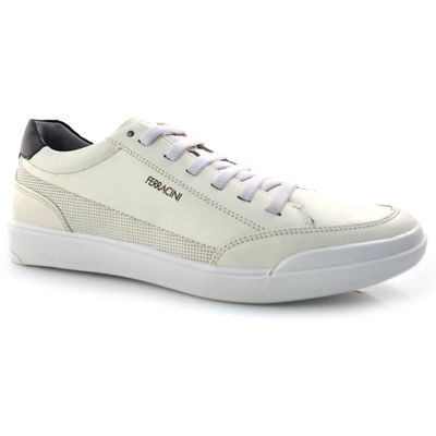 Sapatênis Masculino de Couro Ferracini Branco 1056