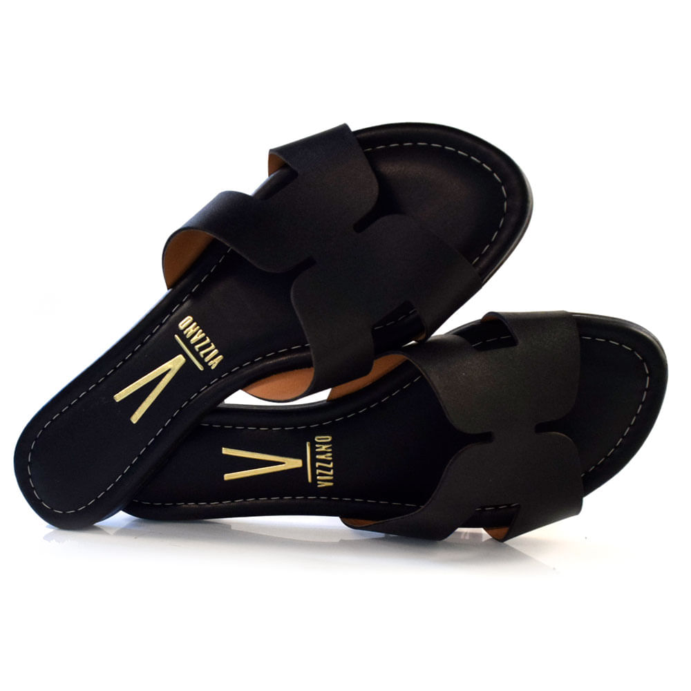 Vizzano Sandalia Preta Feminina Vizzano Sandalia Tratorada Baixa