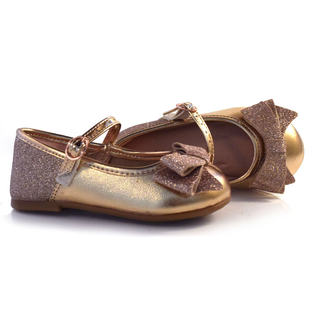 Sapatilha Boneca Infantil Molekinha do 18 ao 25 Ouro Rosê