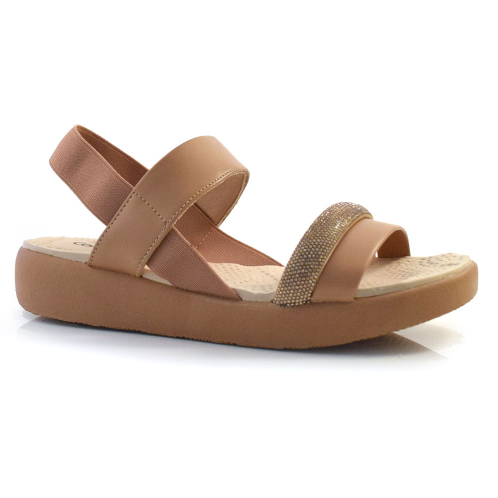 Sandália Flat Feminina Comfortflex Bege 24-81303