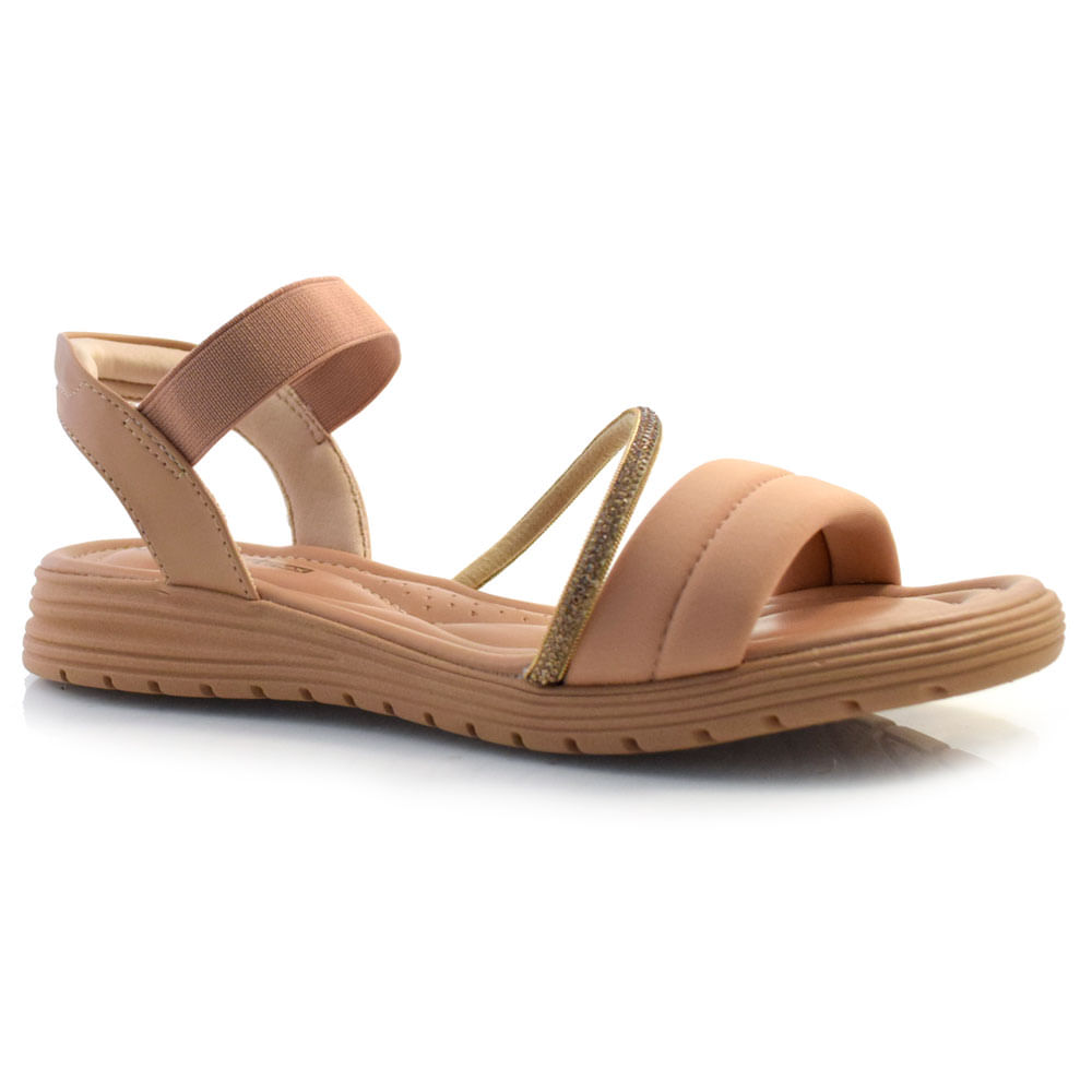 Sandália Rasteira Feminina Comfortflex Bege 24-51405