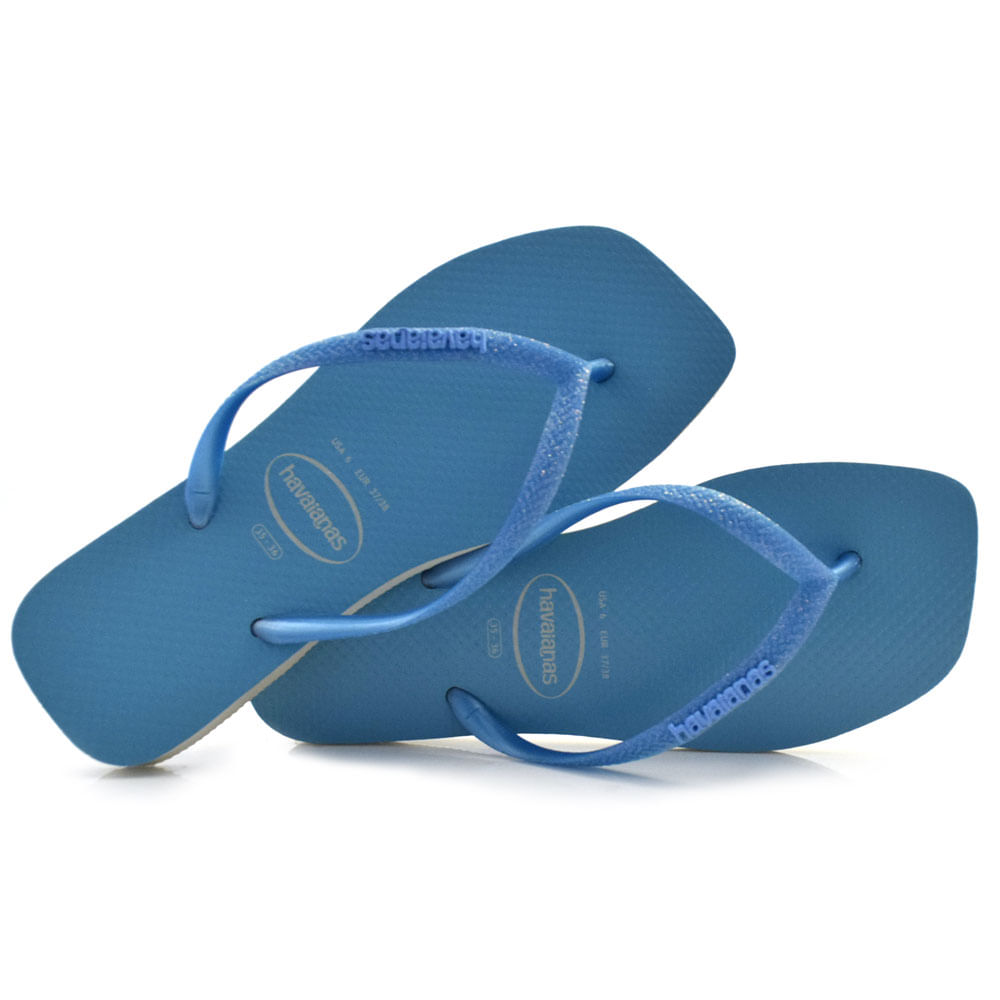 Chinelo Havaianas Feminino Azul Com Glitter Chinelo Feminino