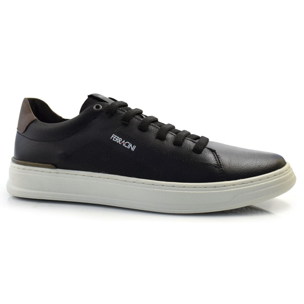 Taruri　1001 Sapatênis de Couro Masculino Ferracini Gold Preto 2075