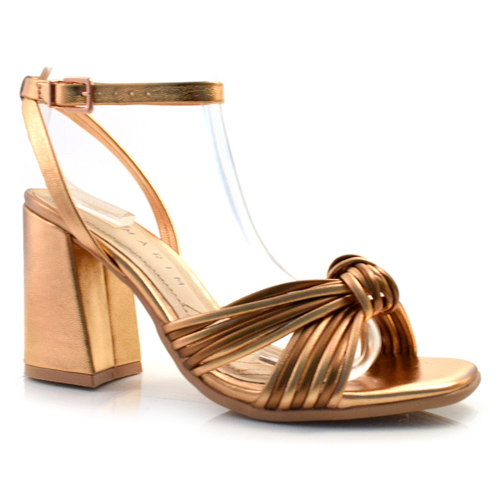 Sandália de Salto Bloco Feminina Ramarim Metalizado 24-41204