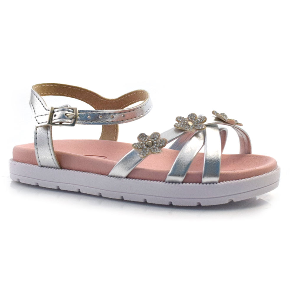 Sandália Flat Infantil Molekinha do 26 ao 34 Prata