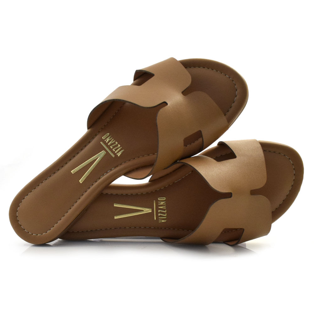 Sandália Rasteira Feminina Vizzano Bege - Main Image