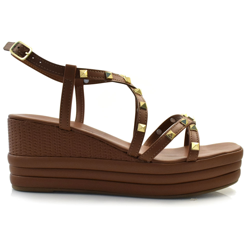 Sandália Feminina Anabela Salto Anabela Marrom Sandalia Barbara - Main Image