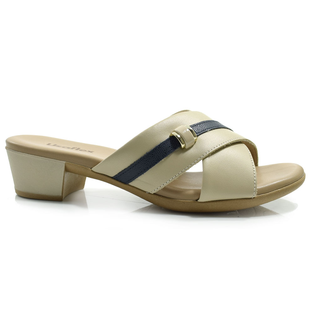 Usaflex Colecao Sandalias Verao 2019 Tamanco De Couro E Salto