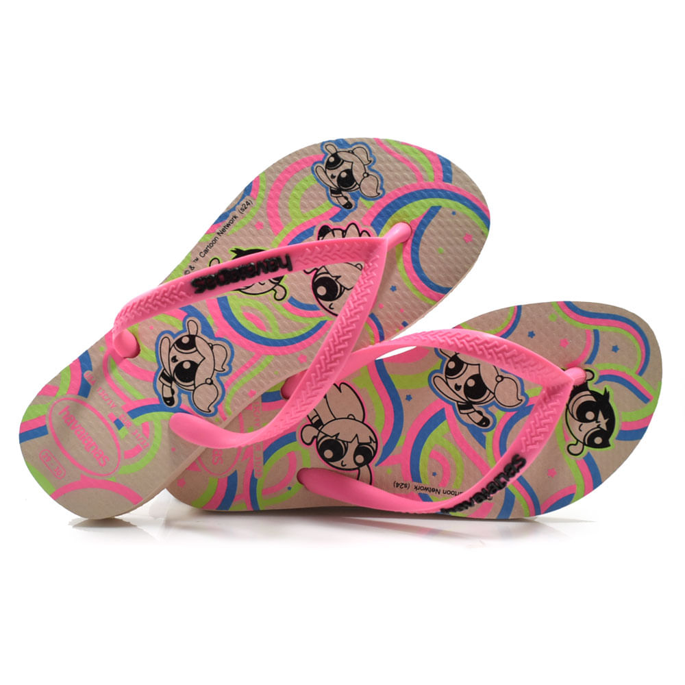 Chinelo Infantil Havaianas Slim Powerpuff Rosa 4149886