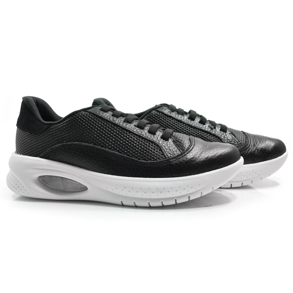 Tênis de Couro Feminino Usaflex Preto AL3603