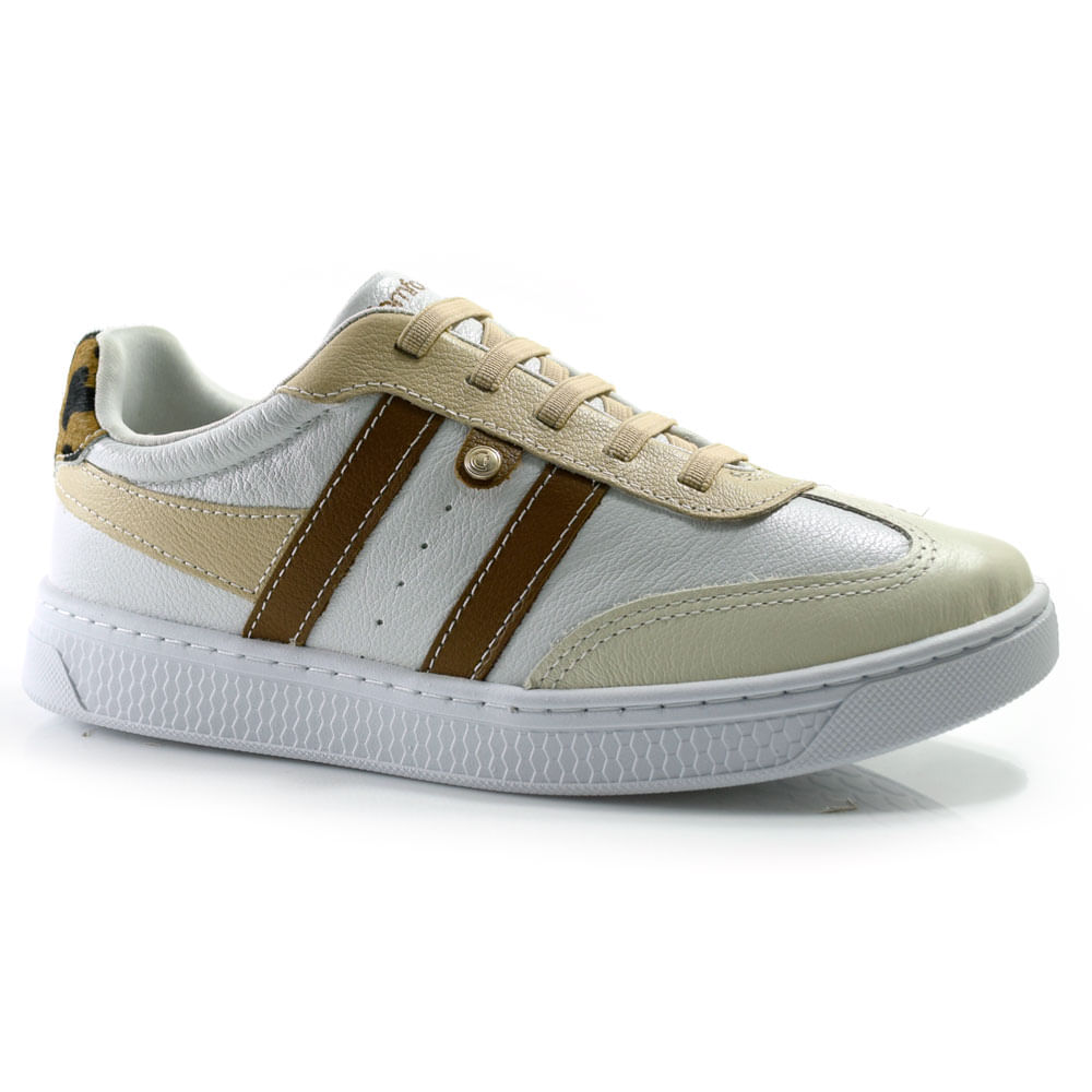 Tênis de Couro Feminino Comfortflex Creme 2565302
