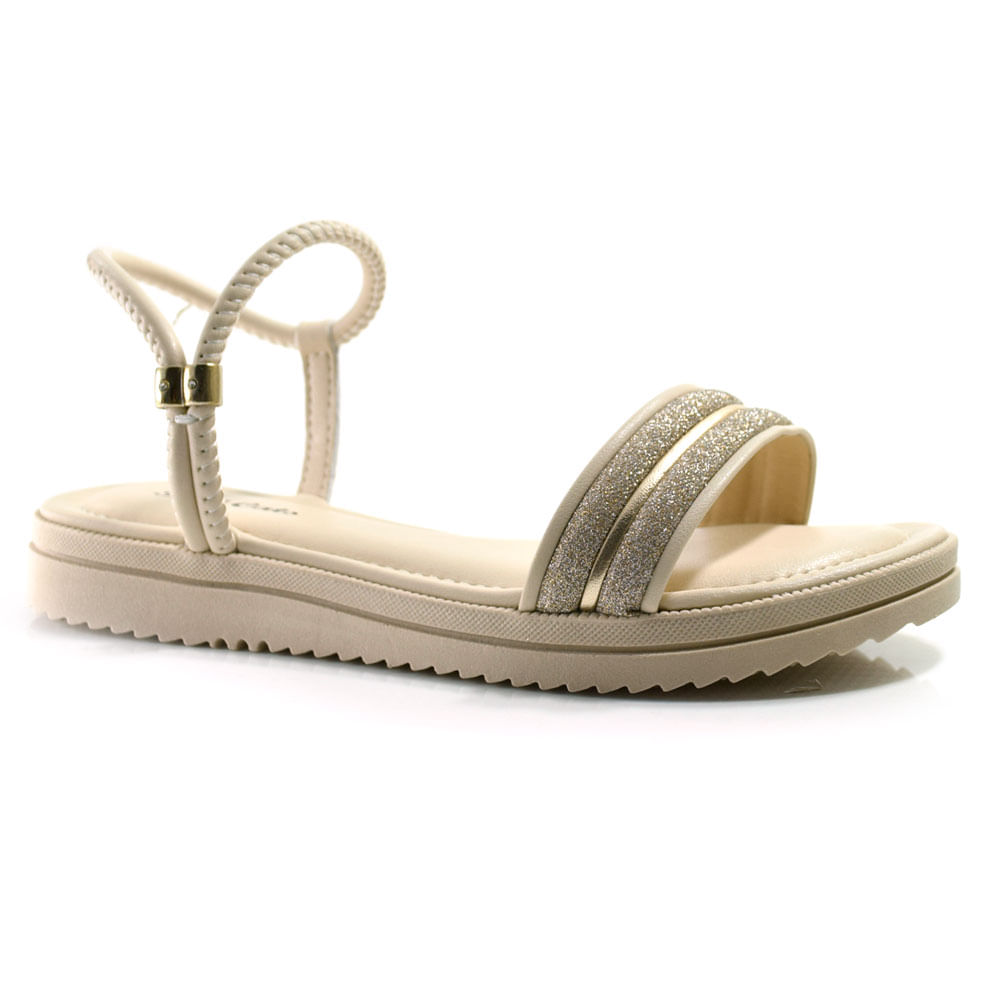 CAT★ Sandália Flat Infantil Pink Cats do 28 ao 36 Creme V4971