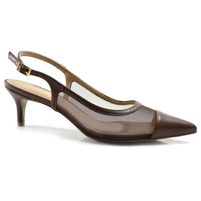 Scarpin Slingback Feminino Suzzara Marrom 15601-05