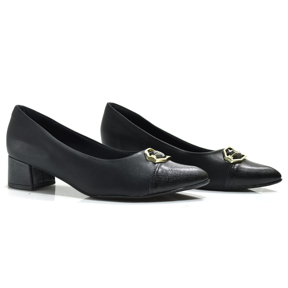 Scarpin de Salto Bloco Feminino Piccadilly Preto 739078 - Main Image