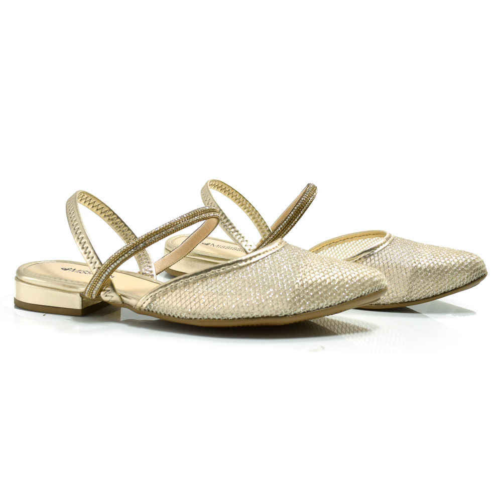Sapatilha Slingback Feminina Mississipi Dourado MB556