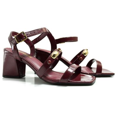 Sandália de Salto Bloco Feminina Via Marte Bordô 264-008-01