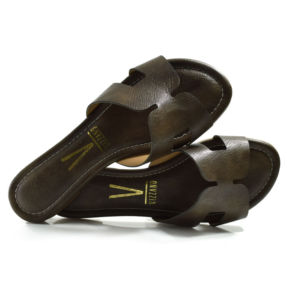 Sandália Rasteira Feminina Vizzano Marrom