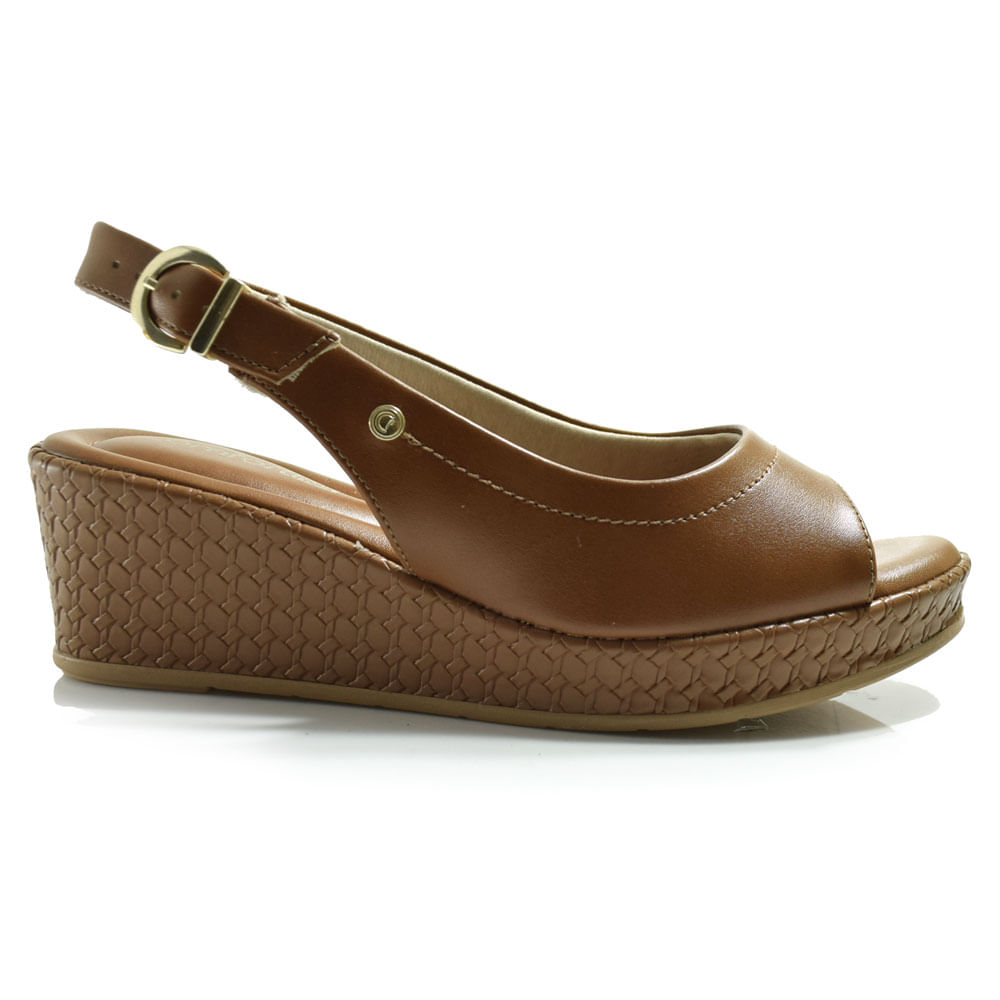 Sandália Anabela Feminina Comfortflex Marrom 2553405