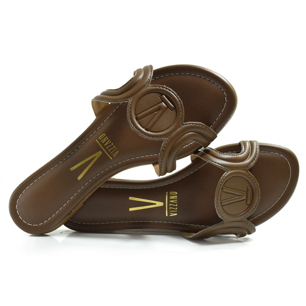 Sandália Rasteira Feminina Vizzano Marrom - Main Image