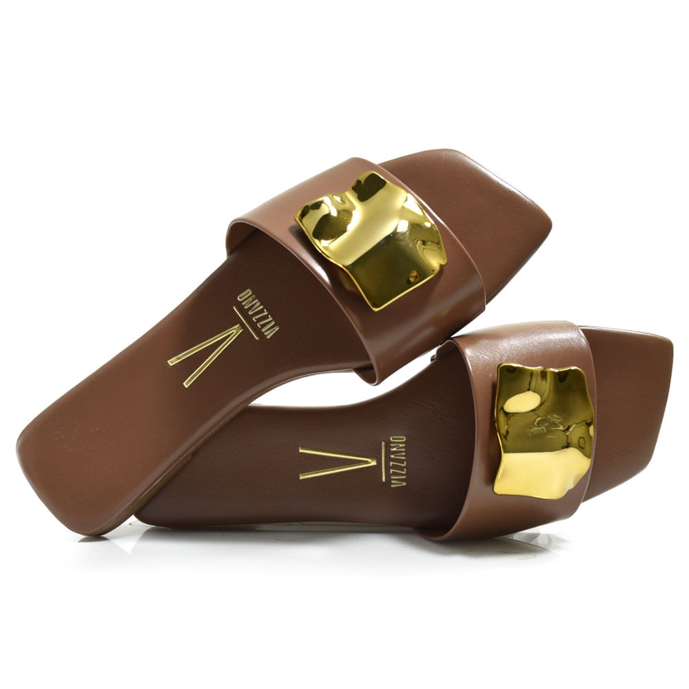 Sandália Rasteira Feminina Vizzano Marrom